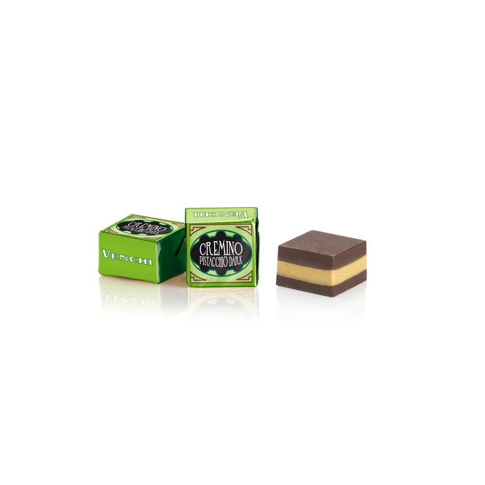 Venchi – Cremino Chocolate Negro con Pistacho, Pralinés en bolsa de 1 kg, con Chocolate Negro y Pistacho Entero, Sin Gluten, Sin Colorantes y Sin Conservantes