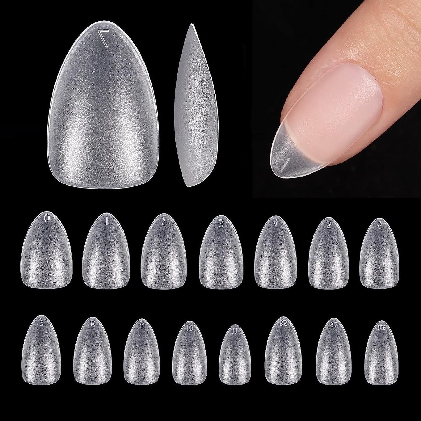 Btartbox Puntas de uñas extra cortas de almendra - Gel de cobertura completa X Puntas de uñas de gel suave XS - Semimate preformado para salón de uñas anchas 320 piezas
