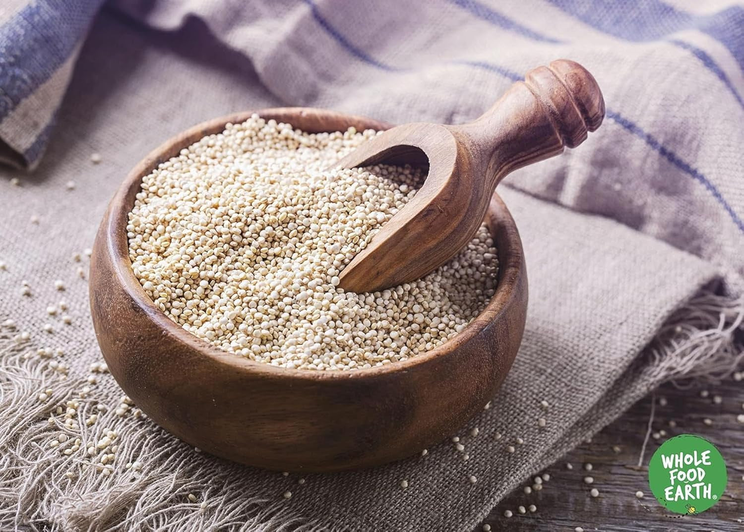 Granos de quinua Wholefood Earth - sin OGM - natural - vegano - sin lácteos - sin azúcares añadidos - 3 kg