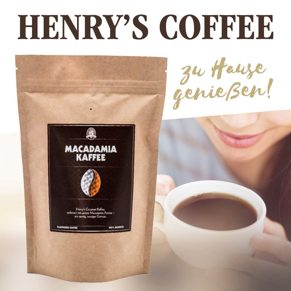 Henry's Macadamia Coffee 1000g - nuestro refinado café gourmet con los mejores sabores - tostado artesanal - granos de café premium