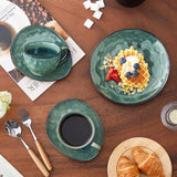 Vancasso Servicio de café de gres STARRY Juego de café de 12 piezas para 4 personas Incluye tazas de café y platillos Aspecto vintage