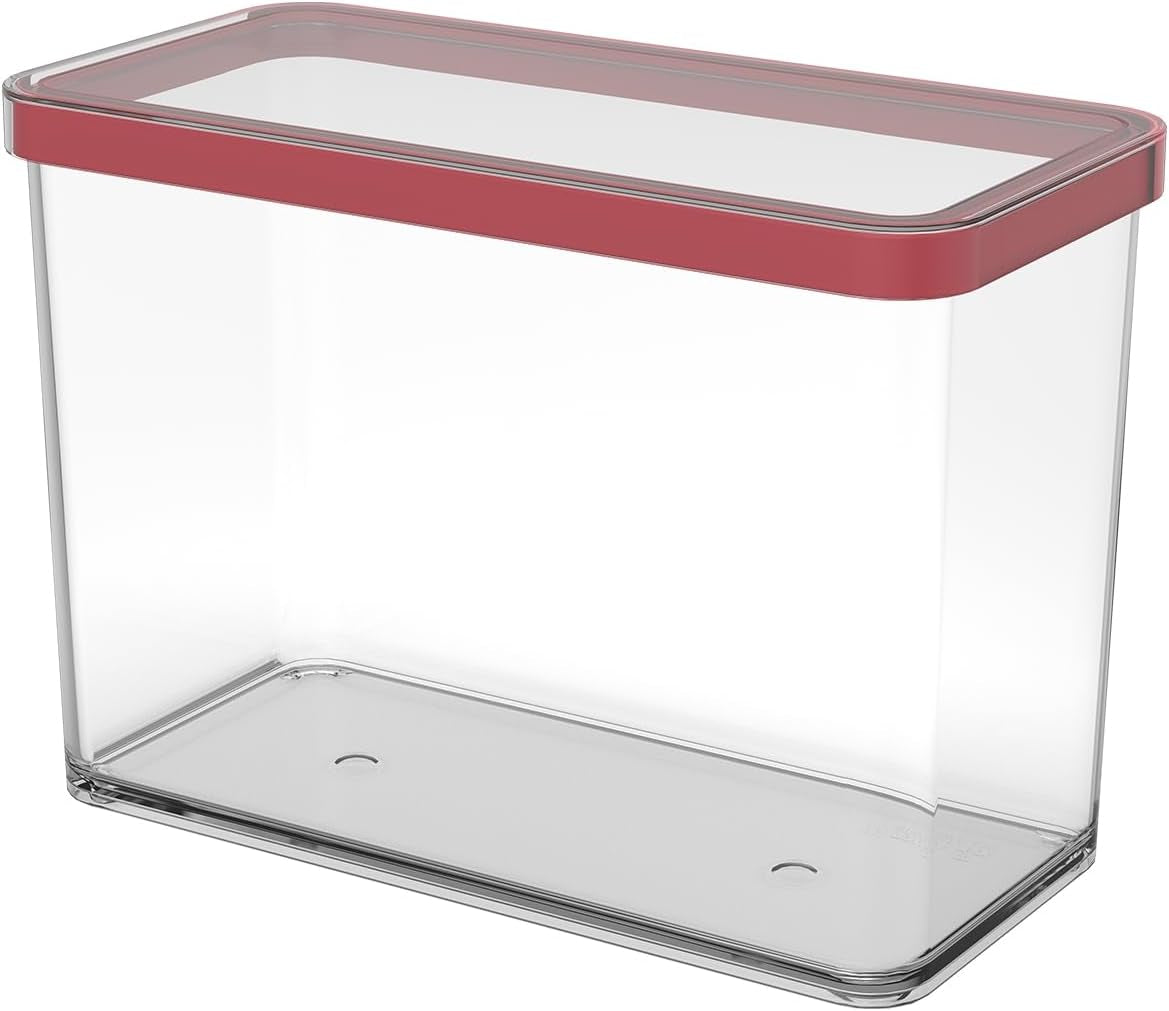 Rotho Loft Juego de 5 Botes con Tapa, Diferentes Tamaños, Plástico Alimentario (PP) Sin BPA, Transparente/Rojo, (21,4 x 21,4 x 23,5 cm) Cajas para Conservar Alimentos Naty Shop 2,1 L Rectangular