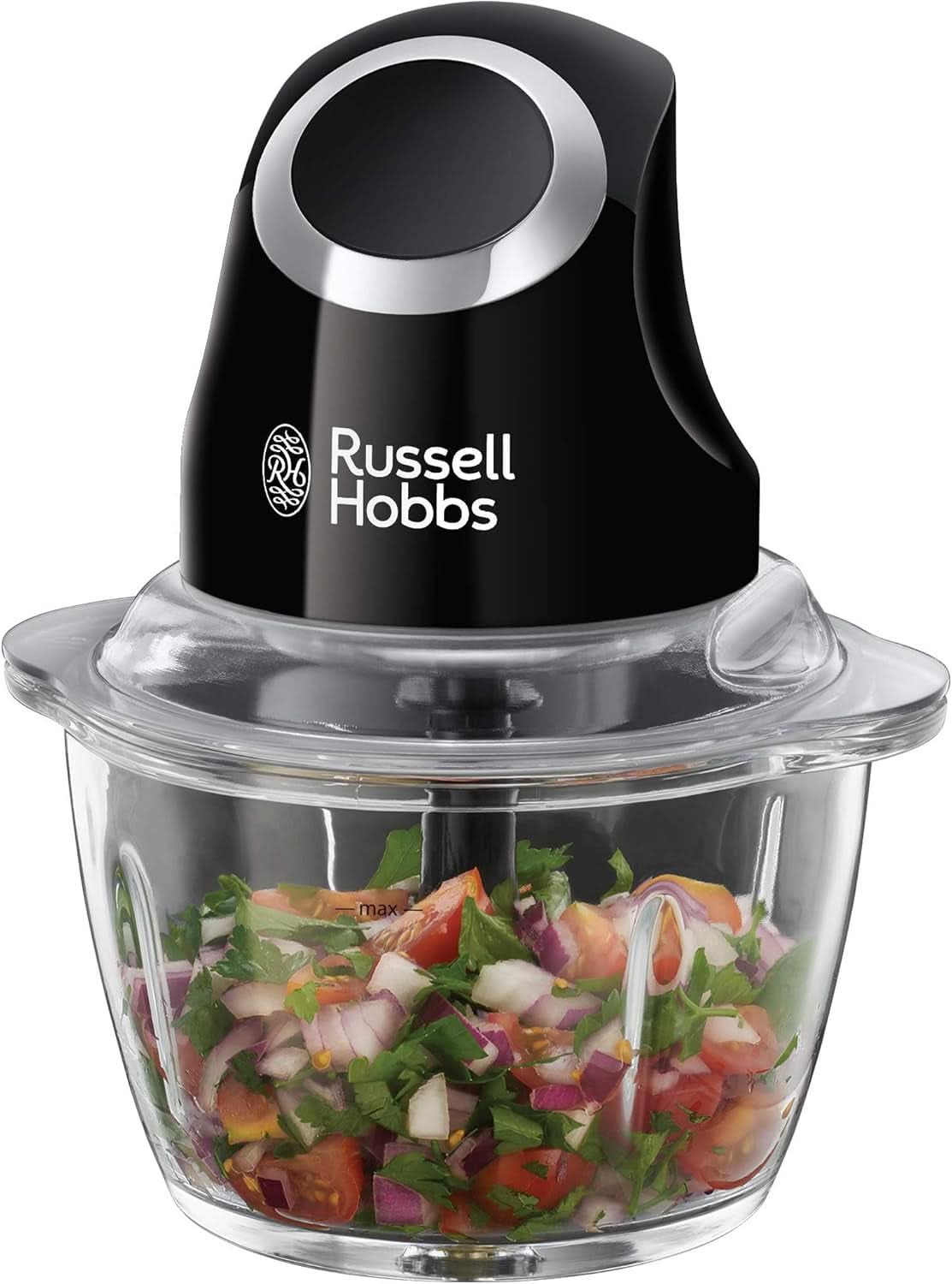 Russell Hobbs Batidora con base [1.5L Vasbehälter] Matt Schwarz (motor Starker 0.9PS, función Impuls-/Ice-Crush-funktion, Edelstahlmesser, Bpa-Frei Mixer, Elektrischer Zerkleinerer, Smoothie-Maker) 24722-56 Kitchen Naty Shop Zerkleinerer,Single