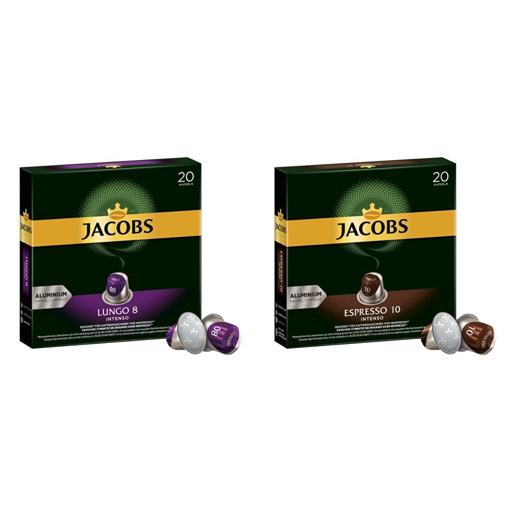 Kaffeekapseln Lungo Intenso, Intensität 8 de 12, 10 x 20 Getränke & Kaffeekapseln Espresso Intenso, Intensität 10 de 12, 200 Kapseln compatibles con Nespresso®*, 10 x 20 Getränke