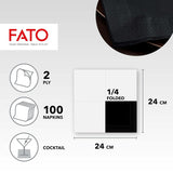 - Servilletas de papel desechables, ideales para aperitivos y cócteles, paquete de 100 servilletas, tamaño 24X24, 4 pliegues, 2 capas, color negro, papel 100% pura celulosa, certificado Fsc