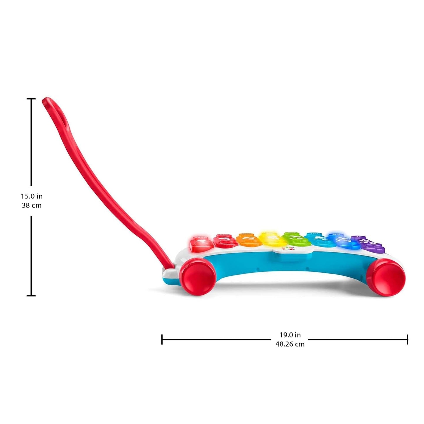 Fisher-Price Xilófono gigante iluminado - instrumento musical electrónico para arrastrar con canciones con contenido educativo, para niños, bebés a partir de 9 meses, multicolor, versión: francés, HJK40 Jucarii Bebe Naty Shop