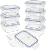 Max Home Paquete de 8 recipientes herméticos de vidrio para microondas Fiambrera de vidrio Recipientes para alimentos resellables Tapas transparentes de 550 ml Recipientes para alimentos (16538) Naty Shop Cajas de almacenamiento de alimentos Título predeterminado
