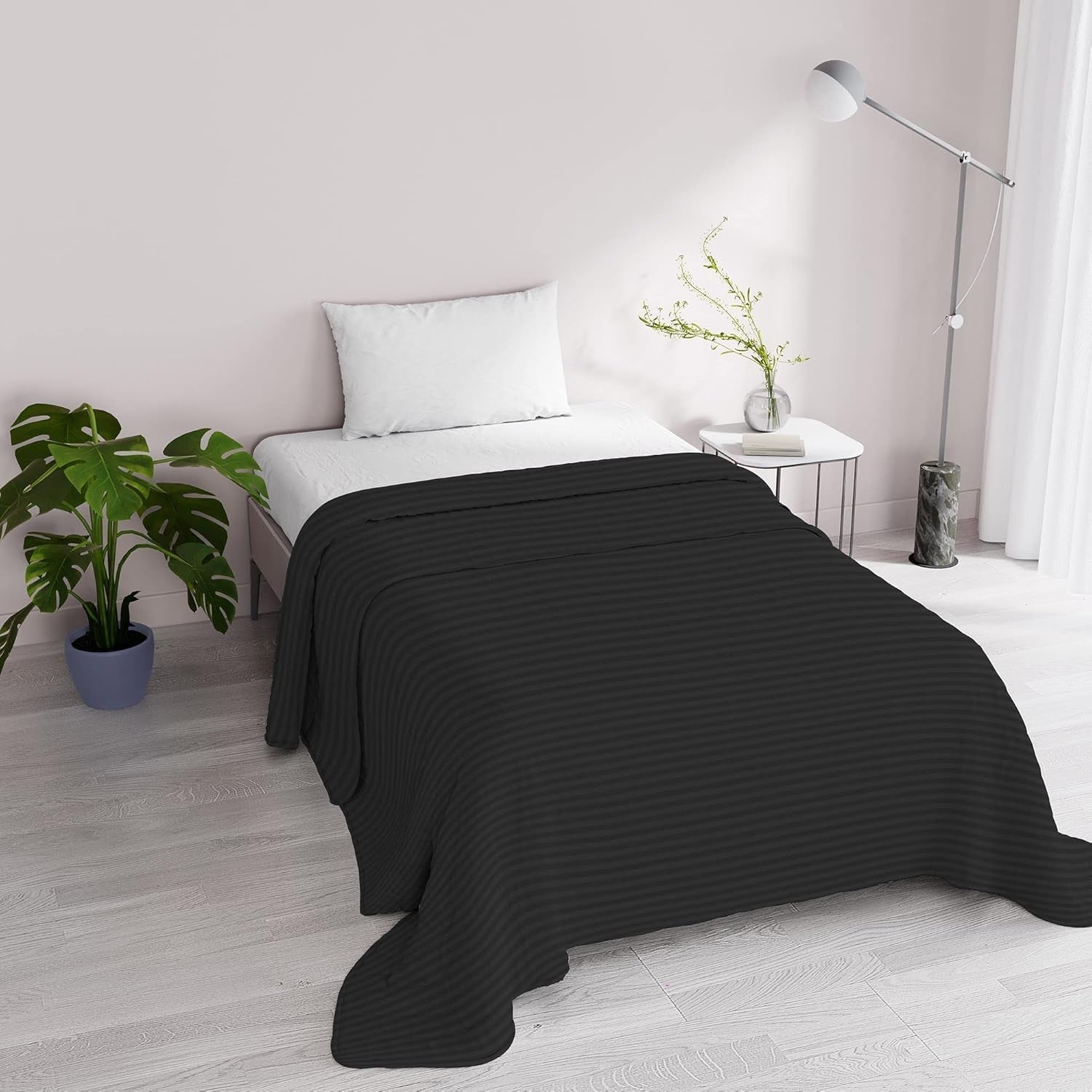 Colcha de verano Satin Stripes, poliéster, crema, 260X250 Cm Edredones y edredones Naty Shop Negro 170X250 Cm