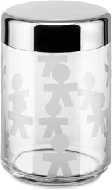 Alessi AKK37 GIROTONDO Tarro de cocina de cristal con tapa sellada de acero inoxidable, largo 21,6 cm, alto 10,5 cm Cajas de almacenamiento de alimentos Naty Shop ancho 21,6 cm, alto 10,5 cm