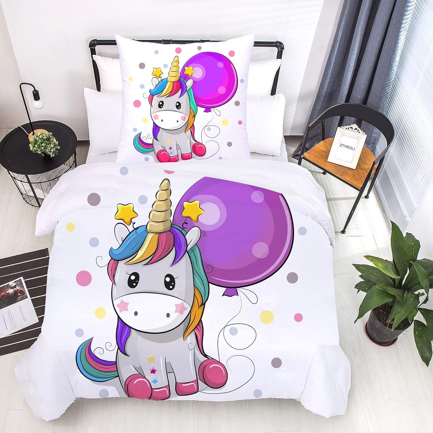 Ropa de cama infantil, varias medidas y varios personajes animados Ropa de cama infantil Naty Shop Unicornio (modelo 2) 135X200Cm+80X80Cm