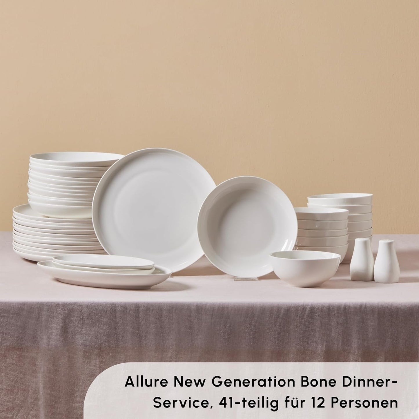 Vajilla Karaca Allure para 12 personas, New Generation Bone - Juego refinado para una cultura gastronómica sofisticada