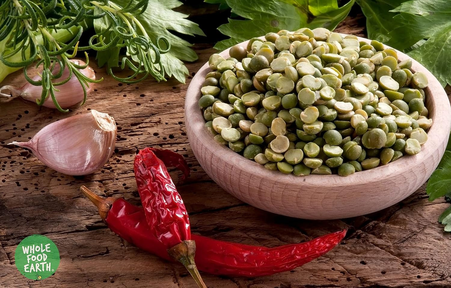 Guisantes verdes partidos orgánicos de Wholefood Earth – 1 kg