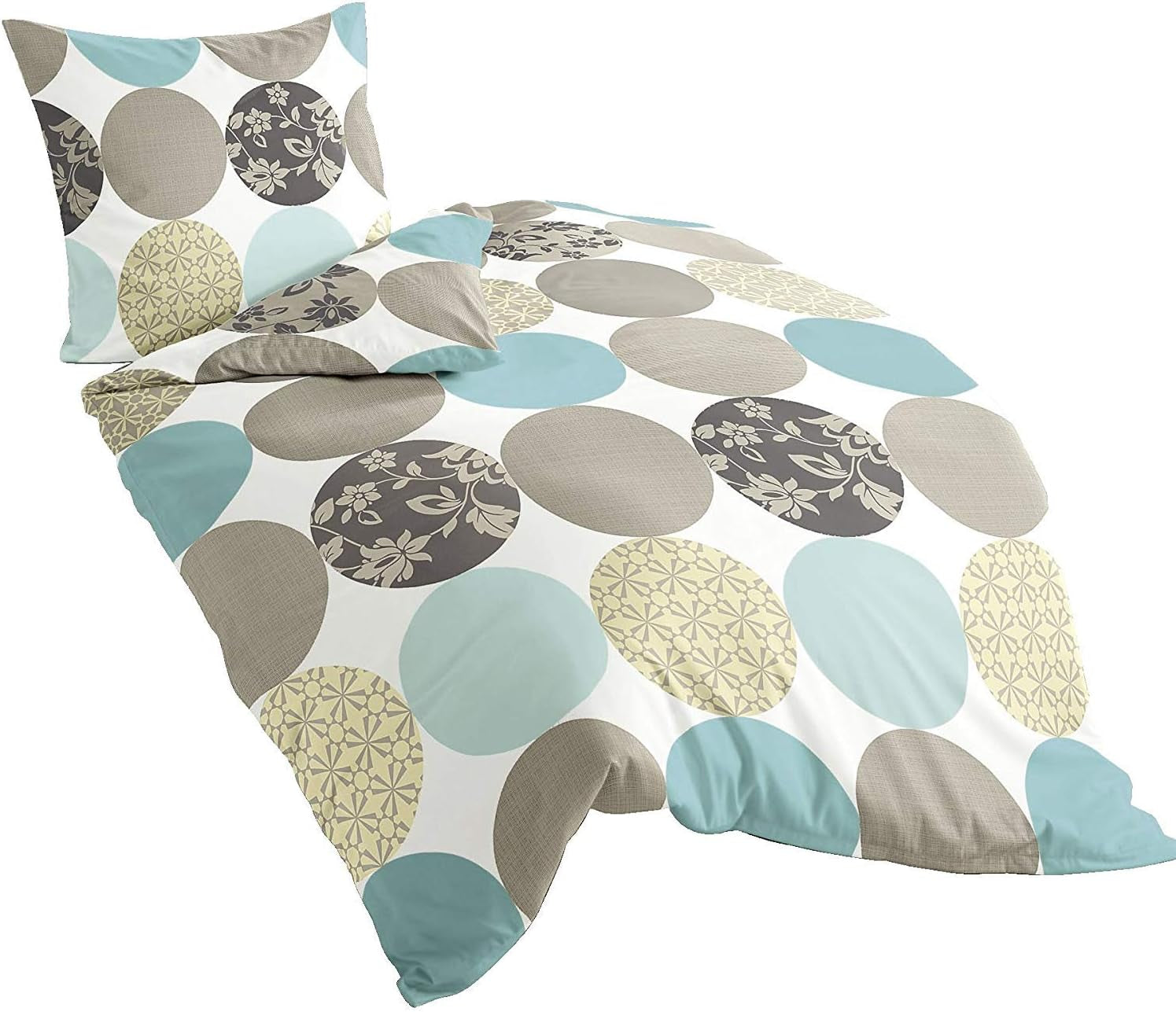 Ropa de Cama Bierbaum, maco-satén, Diseñado en Alemania, modelo 6383 turquesa 02, 155X220 Cm + 80X80 Cm, tamaño confort Camas y Mantas Besuche den Bierbaum-Store Turquesa 135X200 Otras muestras