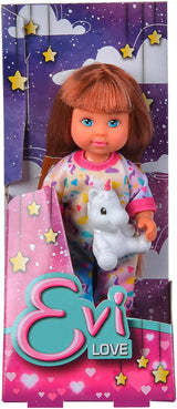 Pijama Simba Evi Love, 3 colores surtidos, solo se envía un artículo, muñeca en lindo pijama con peluche de unicornio, muñeca de juego de 12 cm, a partir de 3 años