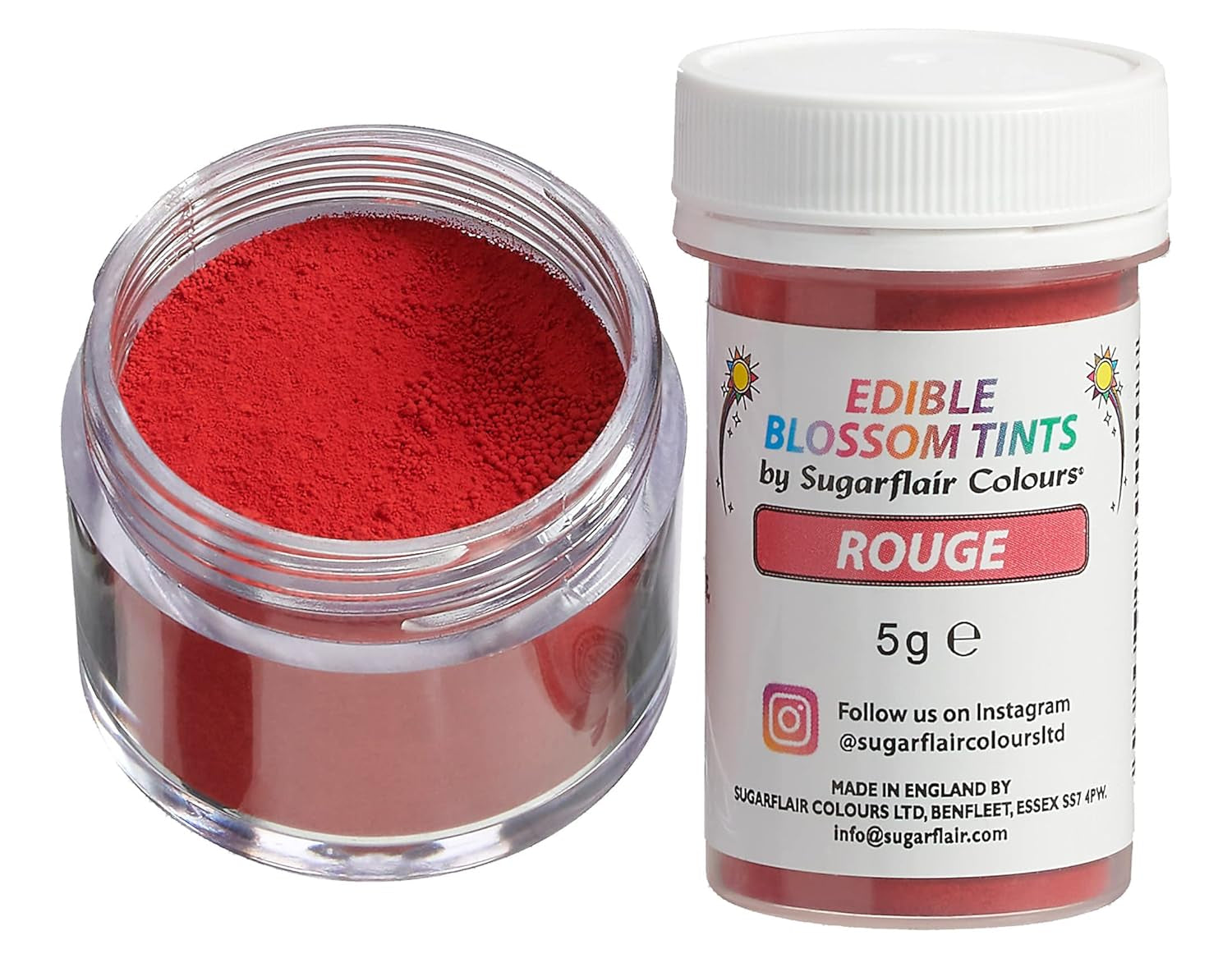 Sugarflair Blossom Tint Dust Red - Colorante alimentario en polvo para decoración de pasteles, fondant, glaseado, chocolate, crema de mantequilla, macarrones y más - 5G