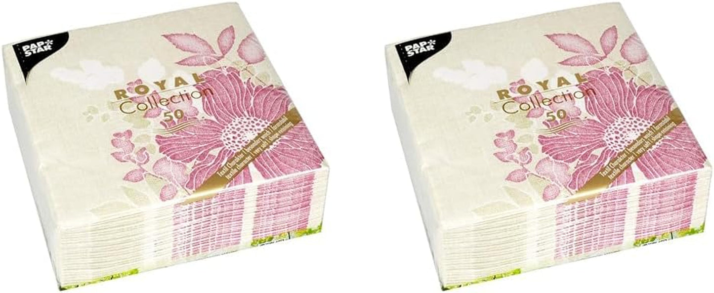 Papstar, 50 Servilletas "Colección ROYAL" Plegado 1/4 40 Cm X 40 Cm Fucsia "Annabel", #85015