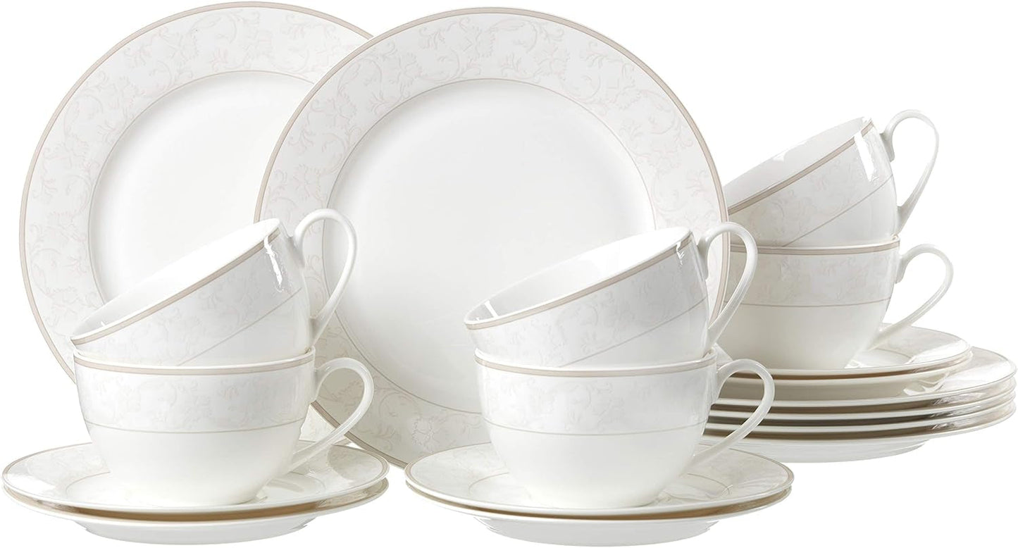 Ritzenhoff & Breker Servicio de café Isabella, 18 piezas, porcelana fina, blanco con adornos, 37 x 26 x 25 cm