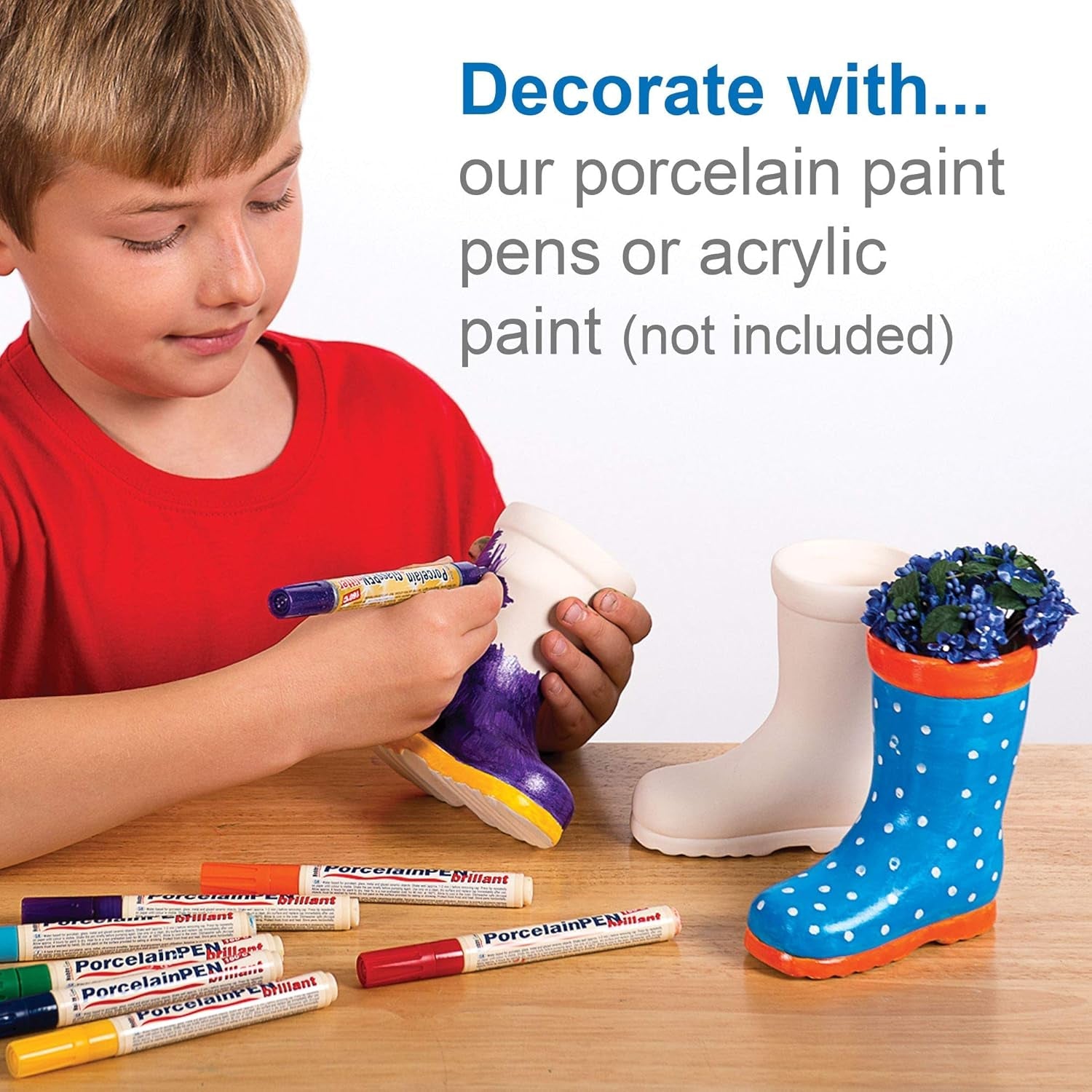 Macetas de cerámica para niños 'Wellies' de Baker Ross (paquete de 2)
