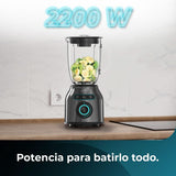 Cecotec Batidora amasadora Power Black Titanium 2200MAX Smooth, 2200 W de potencia máxima, 6 Klingen Aus Edelstahl, función Ice Crush, función Turbo y Smoothie, función Autoclean Cocina Naty Shop