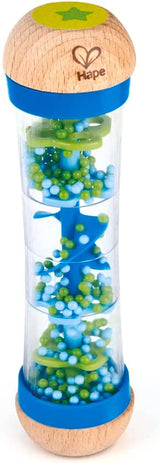 Hape hacedor de lluvia | mini juguete musical con cascabeles de madera, azul Bebe Toys Naty Shop Azul