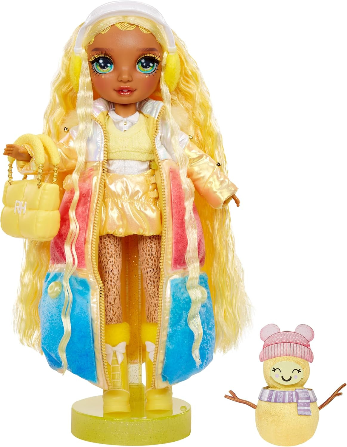 Rainbow High Winter Wonderland - Sunny (Amarillo) - Muñeco de nieve inflable con agua mágica oculta de 28 cm con juego de muñeco de nieve, adecuado para niños y coleccionistas de 4 a 12 años
