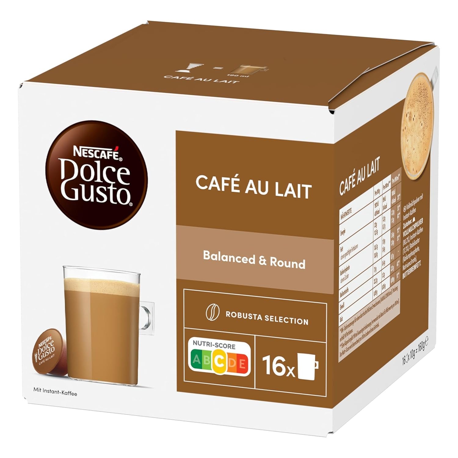 NESCAFÉ DOLCE GUSTO Café au Lait Kaffeekapseln Paquete de 6 (6 x 16 Kapseln)