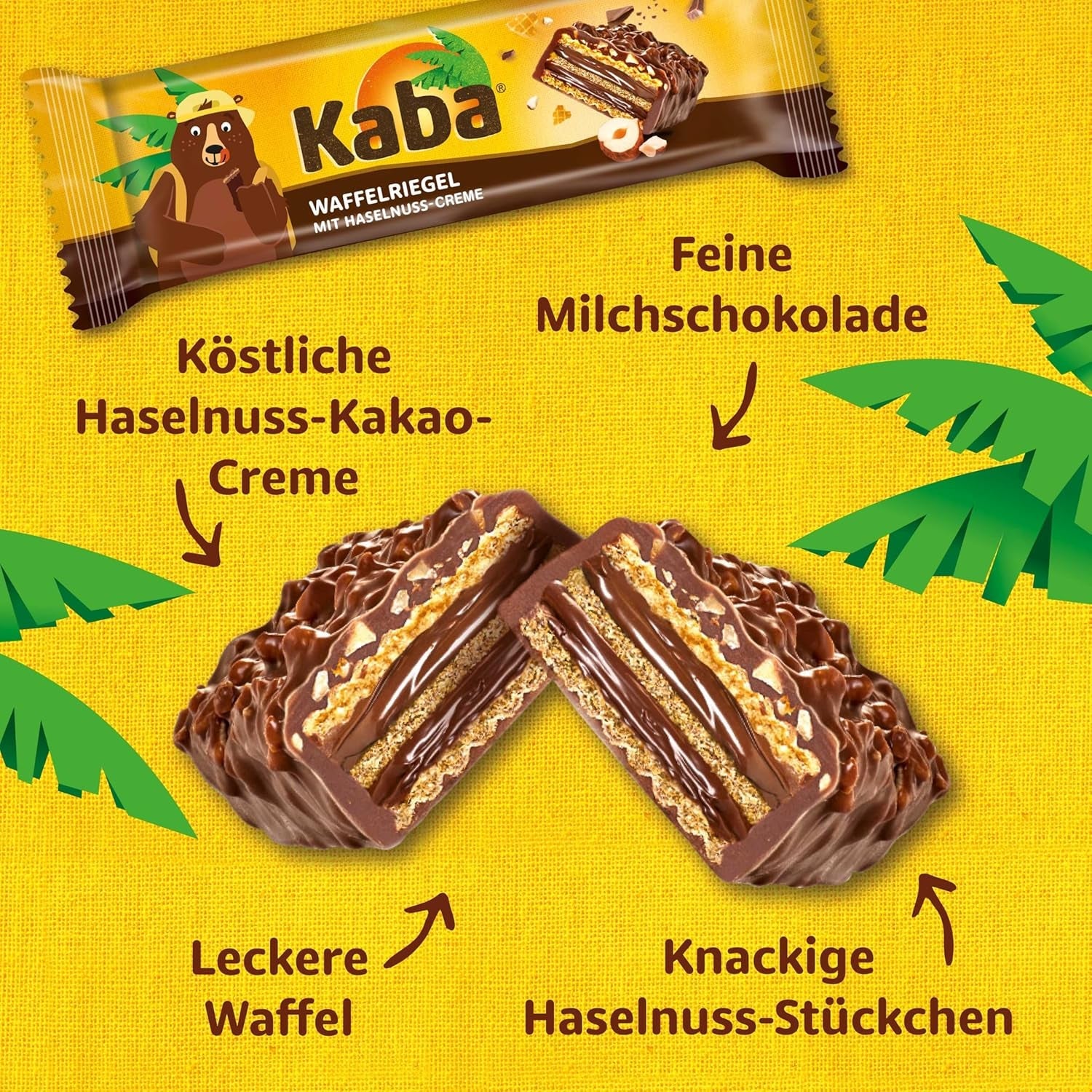 Barritas Kaba Napolitanas 40g, 4 barritas crujientes rellenas de barquillos y fina crema de avellanas, en multipack con original sabor Kaba