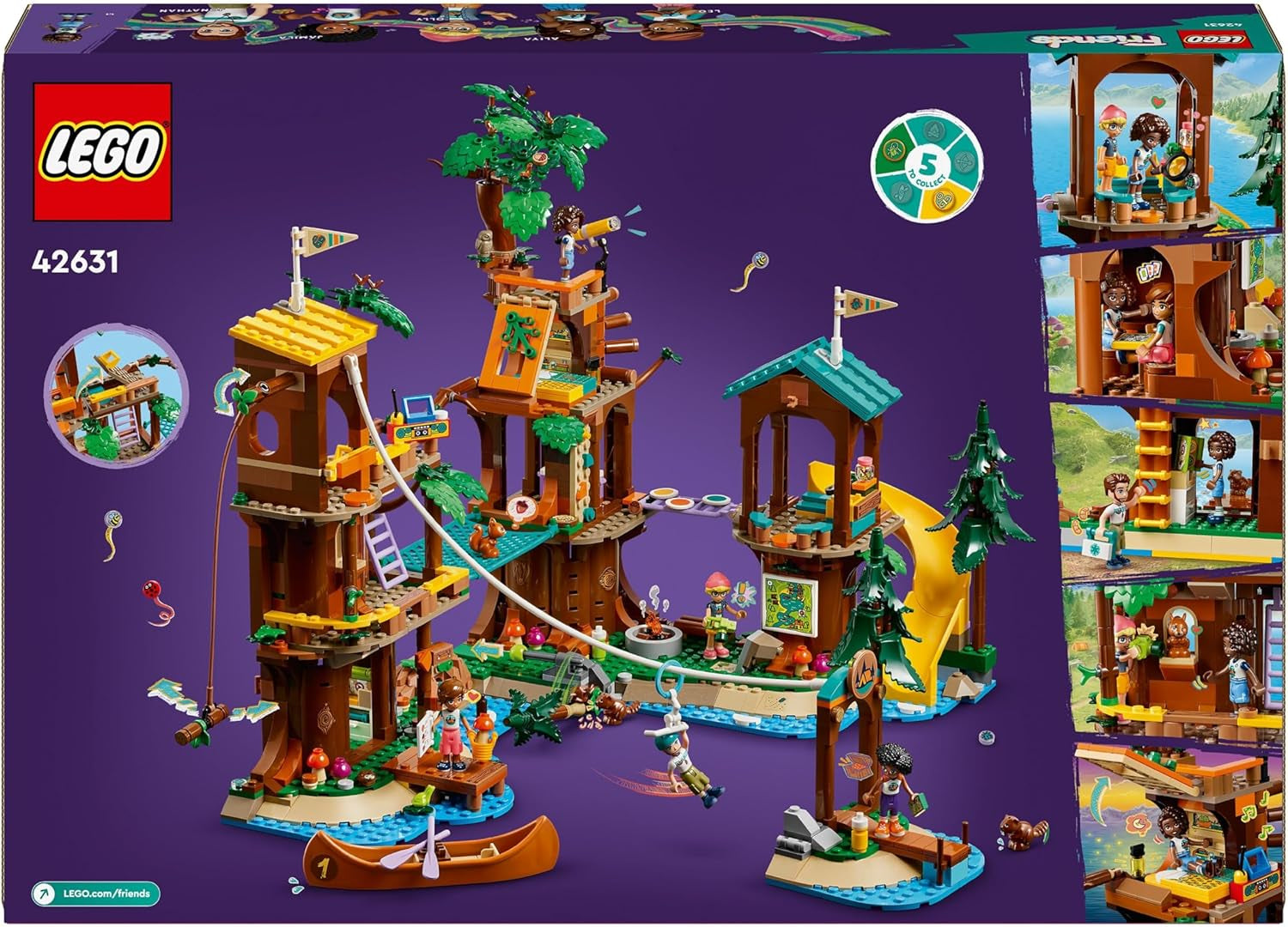 LEGO Friends Casa en el Árbol en el Campamento de Aventuras, Set de Juego para Niñas y Niños de 8 Años con 5 Figuras y 5 Animales, Idea de Regalo para Juegos Creativos, Juguetes Deportivos, Casa de Muñecas 42631 Juegos de Construcción Besuche den LEGO-Store