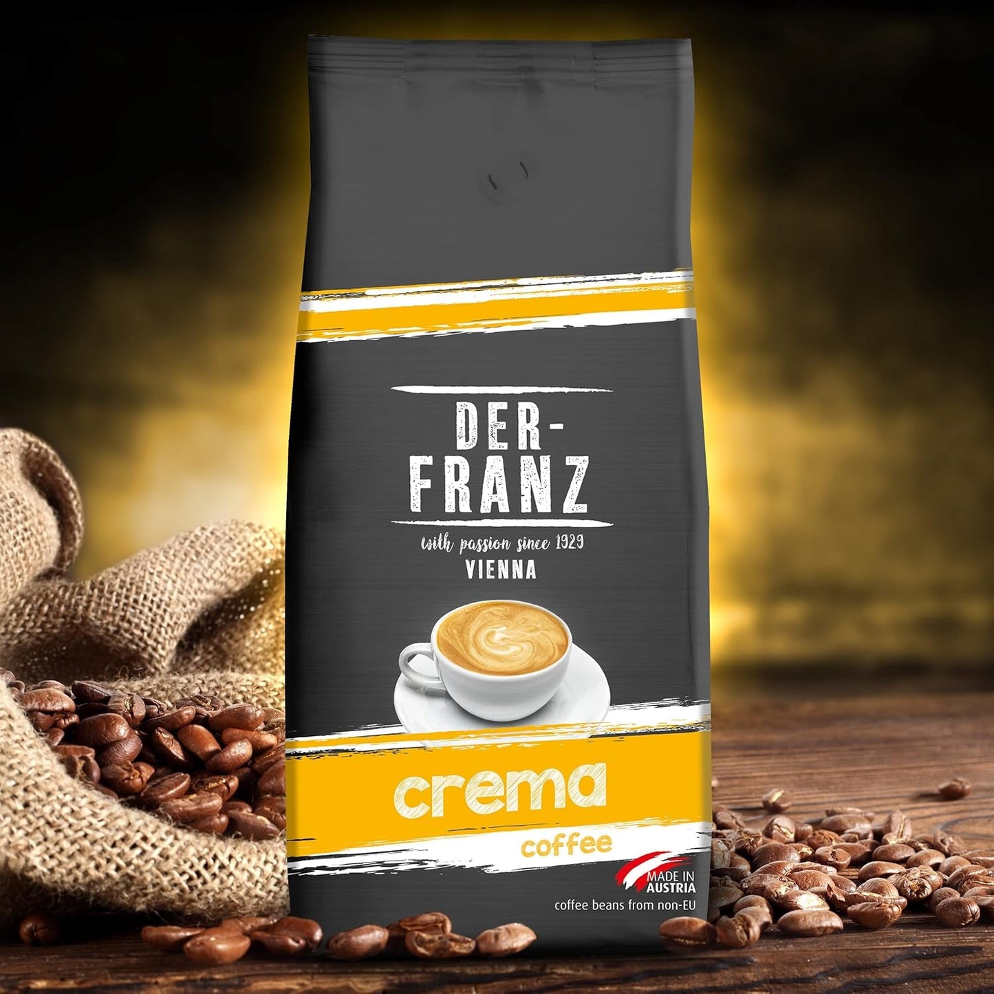DER-FRANZ Kaffee Crema, Intensidad 4/5, 100% Arábica, Ganze Kaffeebohnen, 1000g