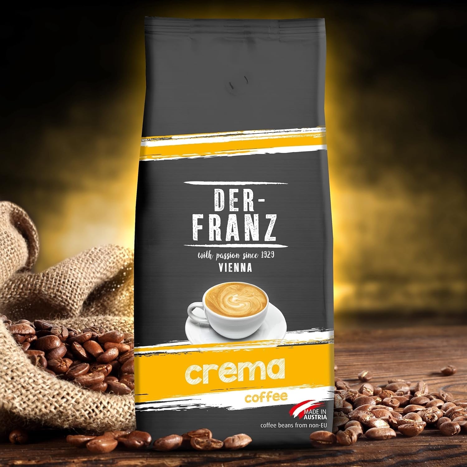 DER-FRANZ Kaffee Crema, Intensidad 4/5, 100% Arábica, Ganze Kaffeebohnen, 1000g
