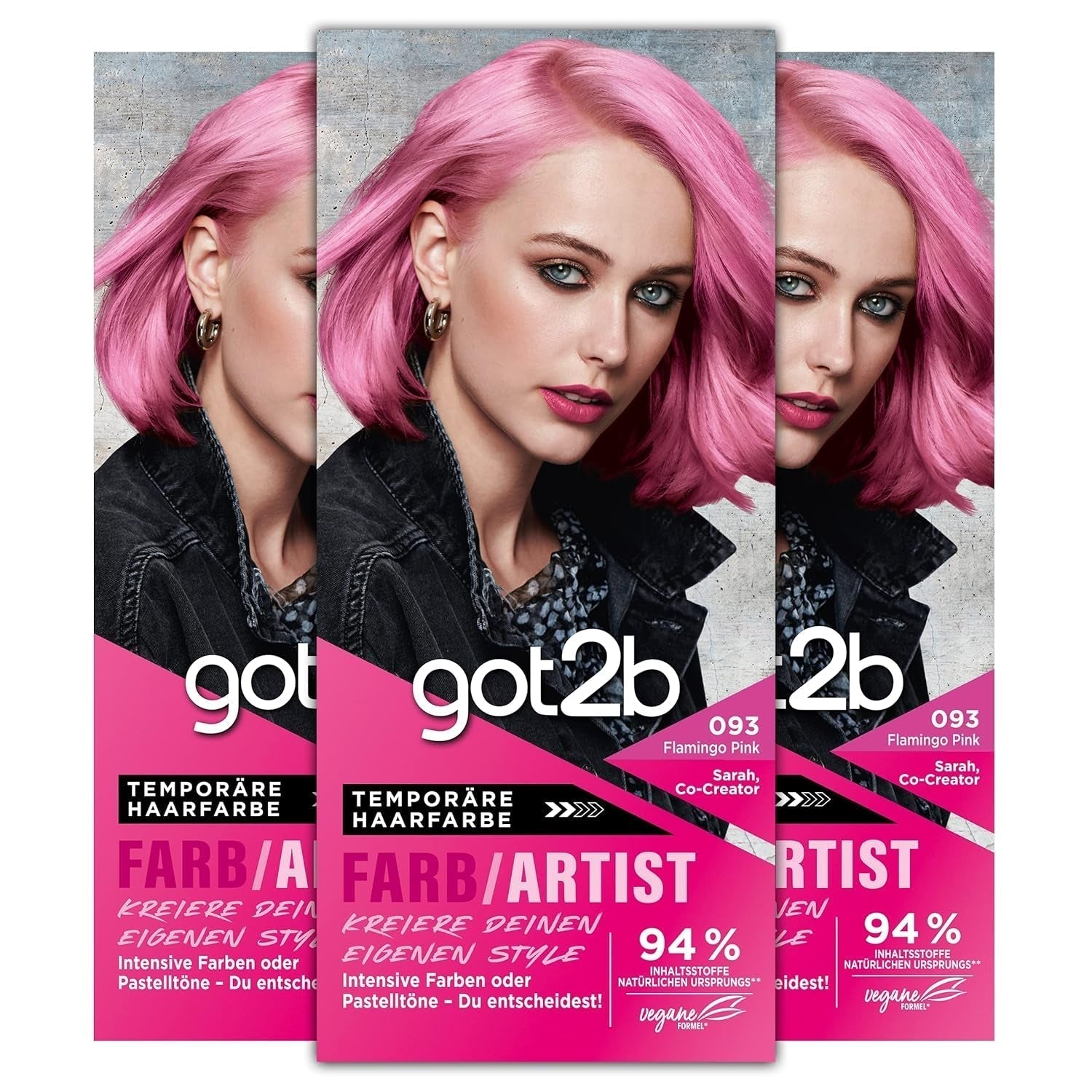 got2b Colour/Artist 097 Verde Sirena Nivel 2 (3x 80ml), tinte temporal que aporta brillo al cabello en colores intensos o tonos pastel, el tinte dura 12-15 lavados, fórmula vegana Naty Shop Tinte para el cabello 093 Flamenco Rosa