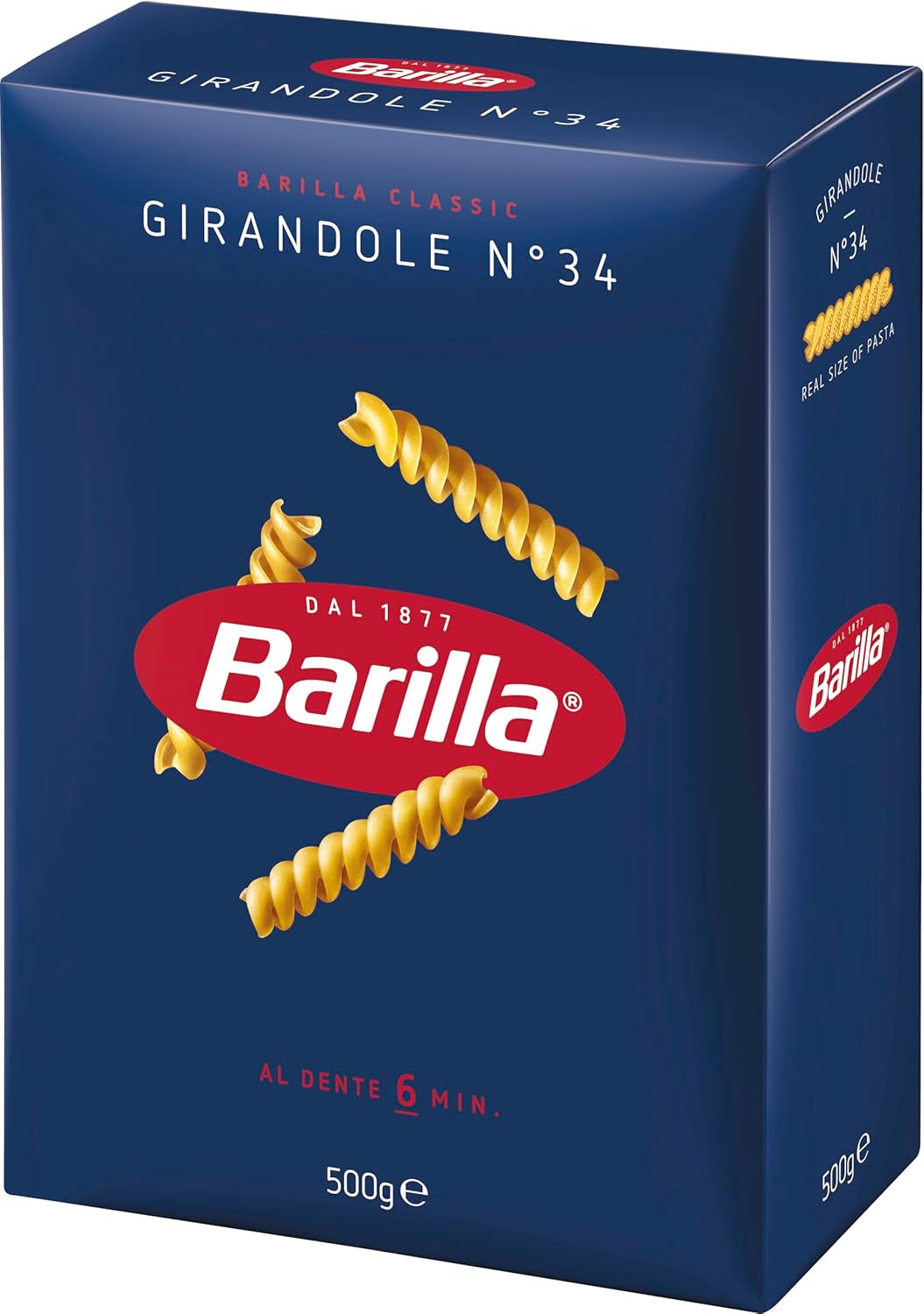 Pasta Barilla Clásica Girandole no. 34, elaborado con trigo duro de alta calidad, siempre al dente (1 x 500g)