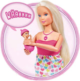 Simba 105733480 - Steffi Love Baby Bliss, Muñeca Embarazada y Grandes Sonidos, Accesorios y Portabebés