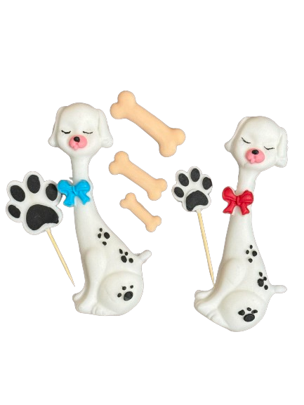 Set de 7 decoraciones de azúcar comestible, Perro Dálmata Decoraciones de Pasta de Azúcar Nati Shop