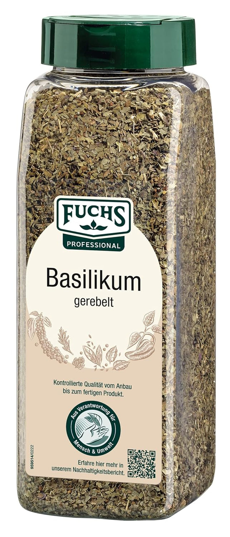 - Basilikum gerebelt | Mediterranes Gewürzkraut für Großverbraucher | Mit praktischem Streuaufsatz | 150 g de Streuer grande