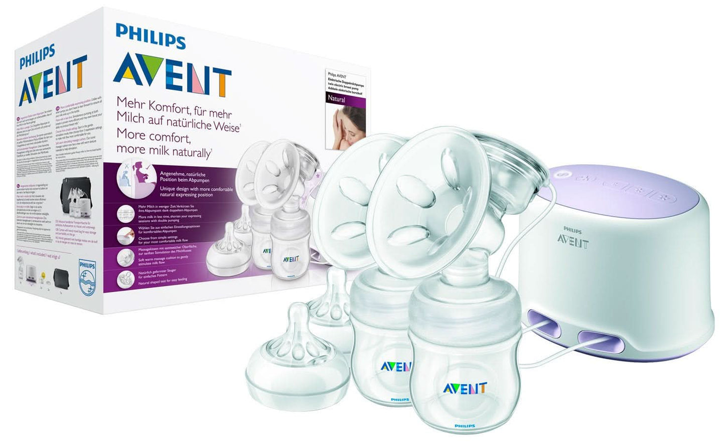 Sacaleches eléctrico doble Philips Avent SCF334/02 Accesorios Alimentación y Lactancia Bebe Naty Shop