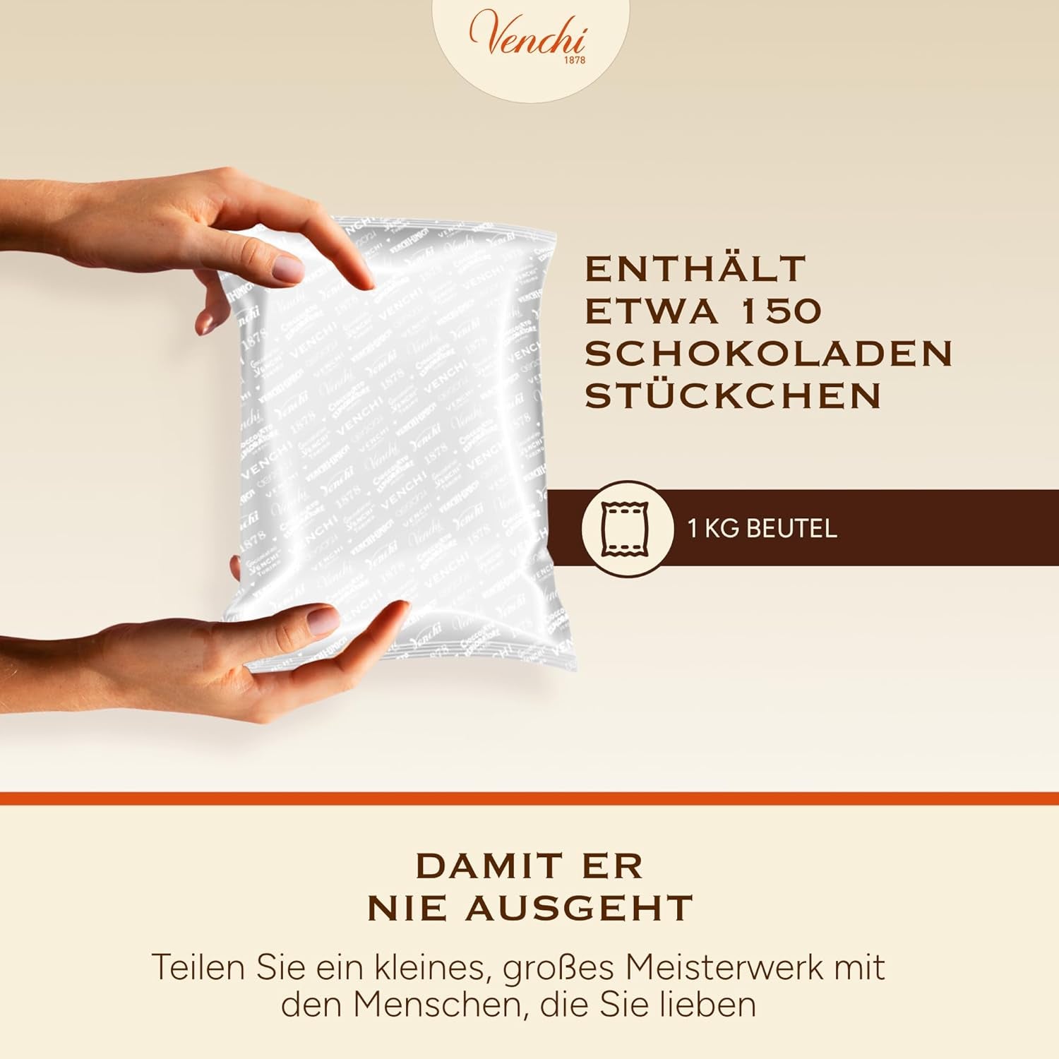 Venchi – Granblend Extra Black 75% SIN Azúcar Añadida, 1 kg – SIN Edulcorantes Artificiales – Sin Gluten – Vegano