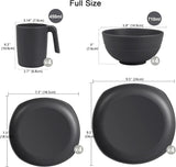 Juego de vajilla de polipropileno | Juego de vajilla ligera e indestructible de 16 piezas para niños y adultos, 4 platos, 4 platos de postre, 4 tazones, 4 tazas, juego combinado para 4