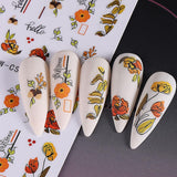 Pegatinas de uñas de otoño 3D, pegatinas de uñas de hojas de calabaza, líneas geométricas, flores, pegatinas de uñas, diseño del día de Acción de Gracias, pegatinas de uñas de calabaza de otoño, accesorios de uñas, arte de uñas