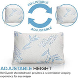 Naty Shop Almohadas estándar Comfysleep Almohada de Viscosa de bambú tamaño King Refrescante Espuma viscoelástica triturada Viscosa de bambú Ajustable Funda extraíble/Lavable 2 Piezas