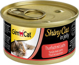 GimCat ShinyCat en gelatina Thunfisch mit Lachs - Nassfutter mit Fisch und Taurin für Katzen - 24 dosis (24 x 70 g)