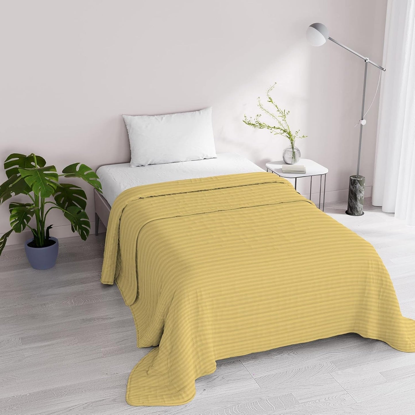 Colcha de verano Satin Stripes, poliéster, crema, 260X250 Cm Edredones y edredones Naty Shop Amarillo 170X250 Cm