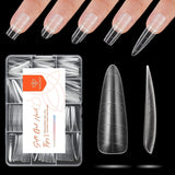 Modelones Puntas de Uñas 216 Piezas - Juego de Puntas de Uñas de Cobertura Completa, Juego de Puntas de Gel Suave, Puntas de Uñas de Resina PMMA Prepulido, Pegamento DIY en Uñas Artificiales, Almendras Cortas XS