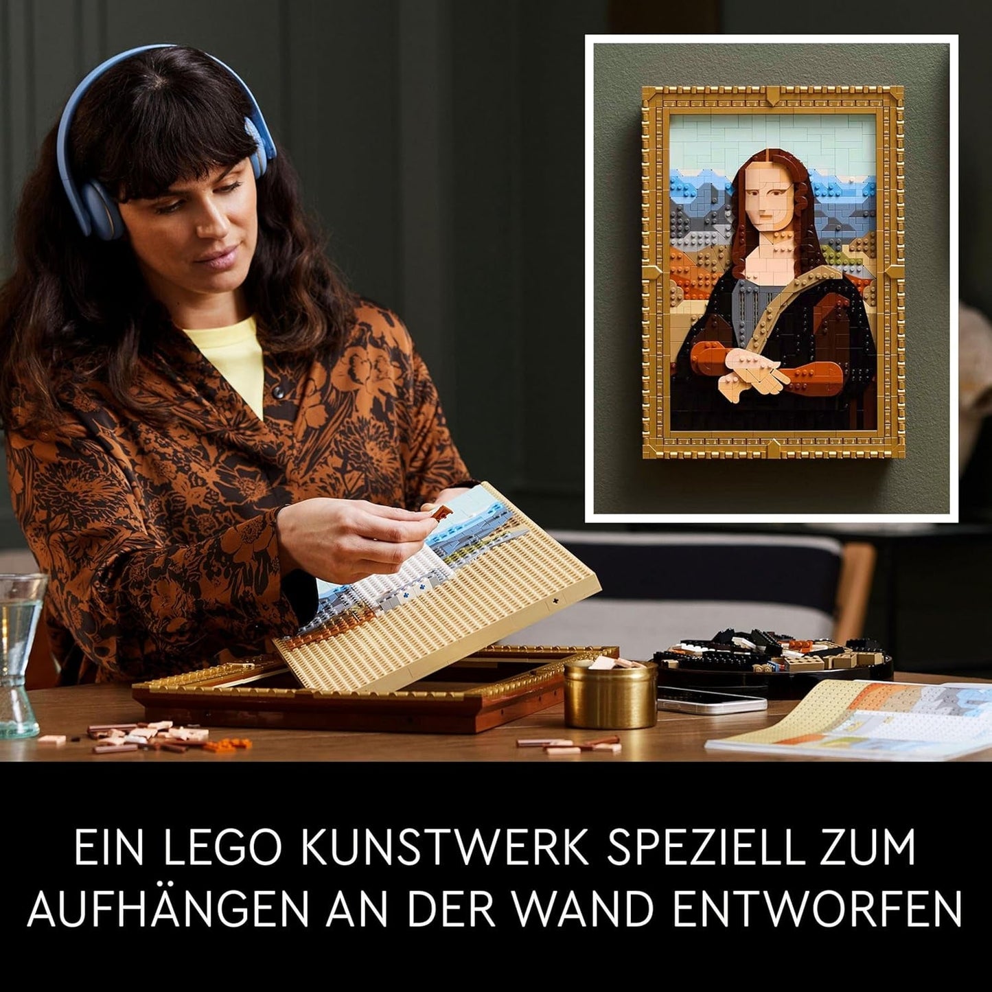LEGO Art Mona Lisa, Set para adultos, Pintura de Leonardo Da Vinci para colgar, Actividad creativa para hombres y mujeres, Regalo para amantes del arte, Arte del Renacimiento italiano 31213 Juegos de construcción Besuche den LEGO-Store