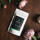 Moya Matcha té verde orgánico en polvo | 100 g ceremonia tradicional calidad 30 g | Cultivado y cosechado orgánicamente en Uji, Japón | Perfecto para beber con agua, matcha lattes, batidos y limonadas.