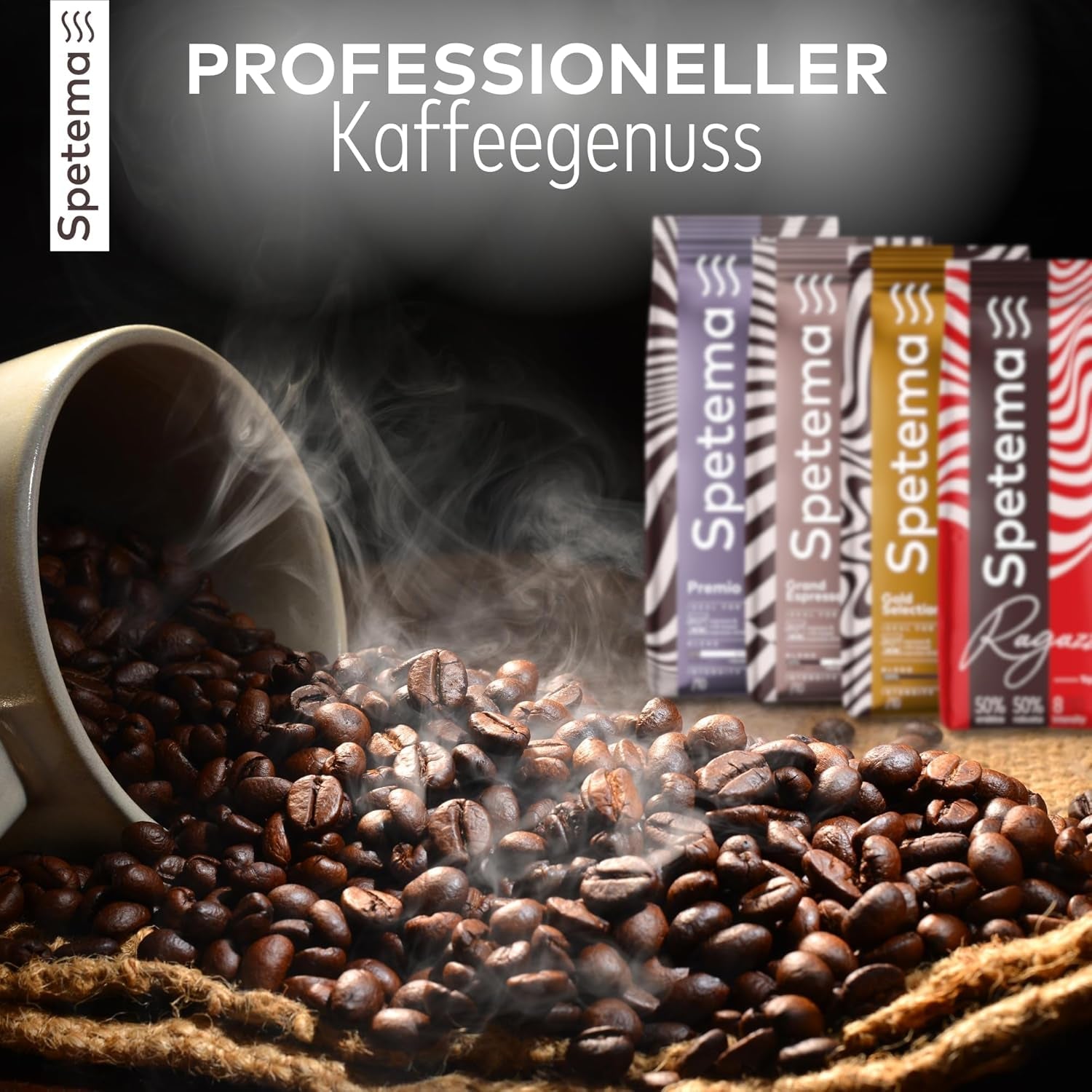 Spetema Kaffeebohnen Ragazzi Espresso Bar - 50% Arábica y 50% Robusta, Intensität 8/10, Mittlere Röstung, Zartes Aroma & Dichtes Geschmackserlebnis, 1 kg.