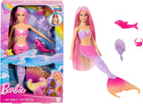 Muñeca BARBIE Sirena - Inspirada en la serie de televisión "Barbie: Magia Oculta" con efecto de cambio de color y accesorios, pelo rosa de 19 cm de largo para peinar, para niños a partir de 3 años, HRP97