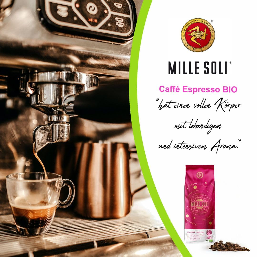 Granos de espresso orgánicos 500 g en una caja de café sellada - calidad superior y reutilizable - granos de café premium tostados en Sicilia