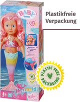 BABY Born Little Sister Mermaid 46 cm Muñeca sirena impermeable con pelo largo y aleta brillante móvil, incl. tiara y peine, 833681 Zapf Creation Dolls Naty Shop