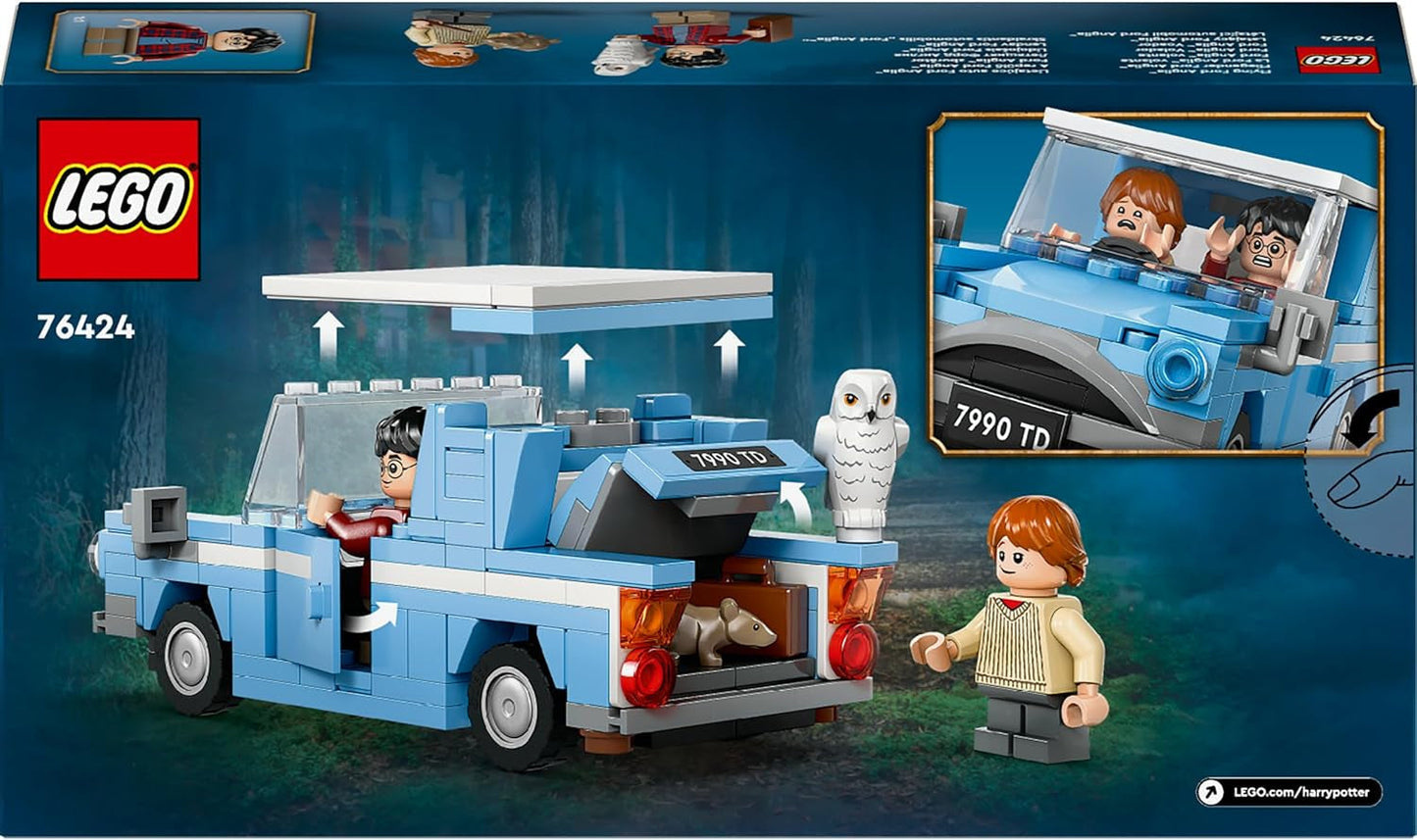 LEGO Harry Potter Coche de juguete de construcción Ford Volador Inglaterra para niños, regalo para niños, niñas y todos los fanáticos a partir de 7 años, set con 2 minifiguras que incluyen el juego de rol de Ron Weasley 76424 Juegos de construcción Besuche den LEGO-Store
